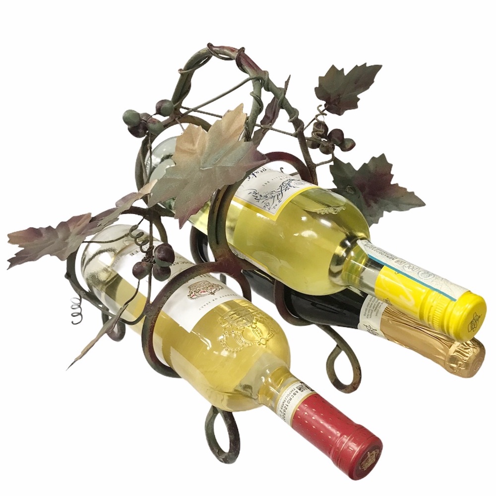 Three Bottle Metal Grapevine Accent Wine Rack